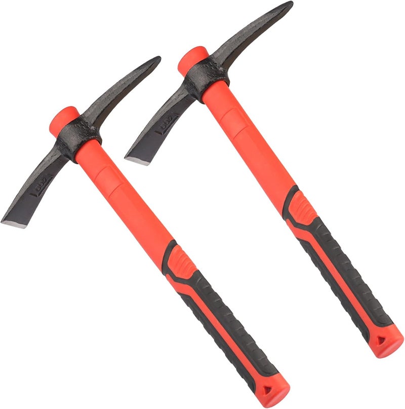GENHAKON 2 PCS 15 Inch Pick Mattock Hoe, Forged Weeding Garden Pick Axe with Fiberglass Handle, Pick Mattock Hoe for Loosening Soil, Gardening, Camping - Image 1